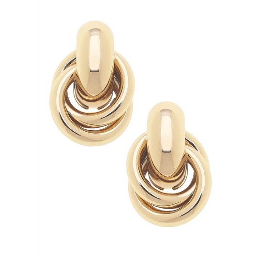 Paris Knot Drop Earrings in Shiny Gold