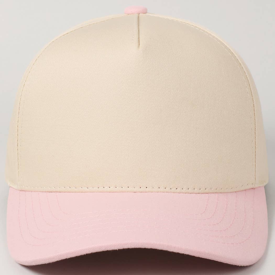 Plain Two Tone Canvas Cotton Baseball Cap
