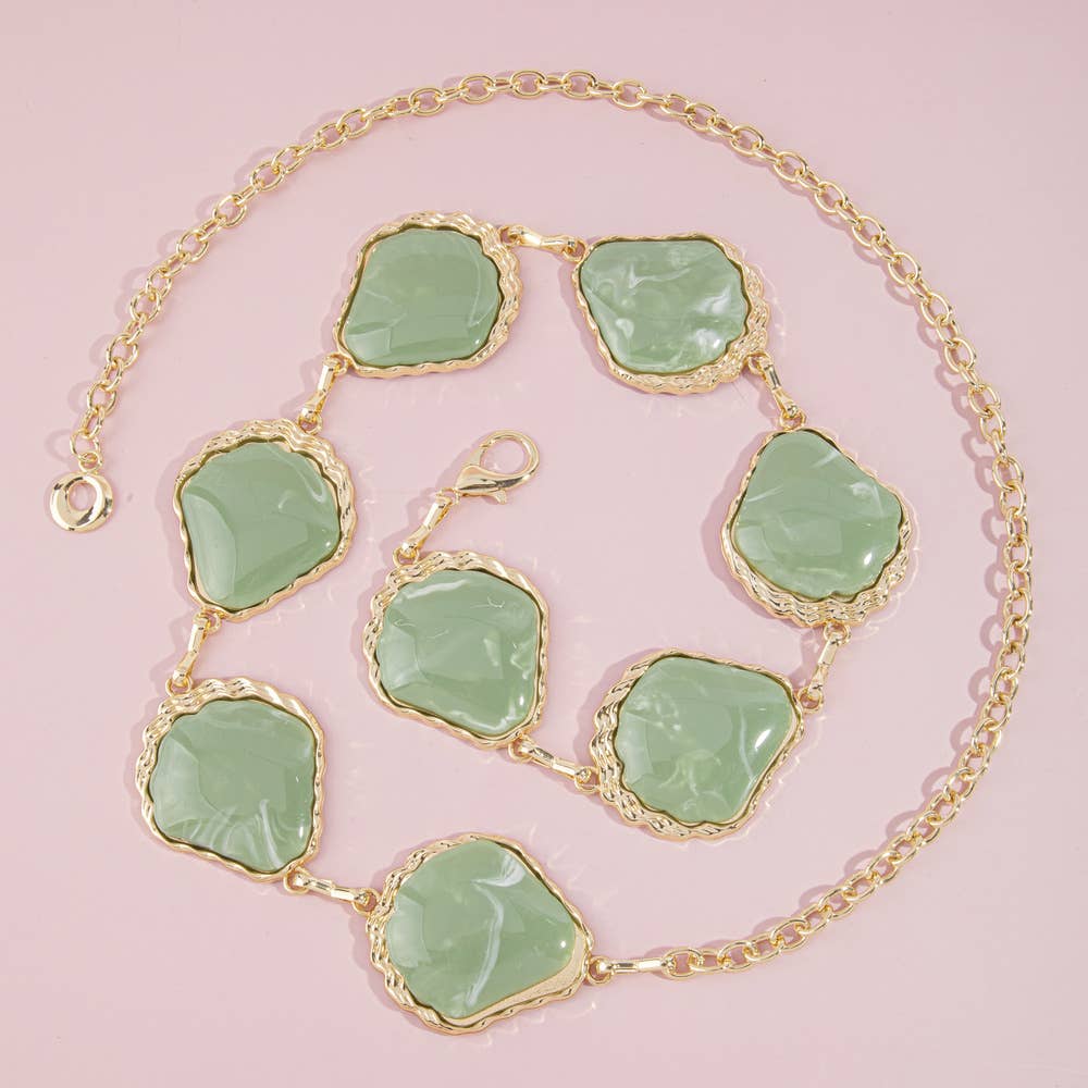 Chunky Marbled Stone Link Chain Belt
