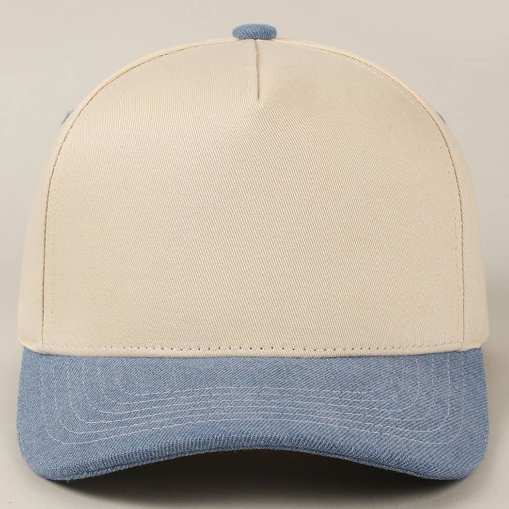 Plain Two Tone Canvas Cotton Baseball Cap