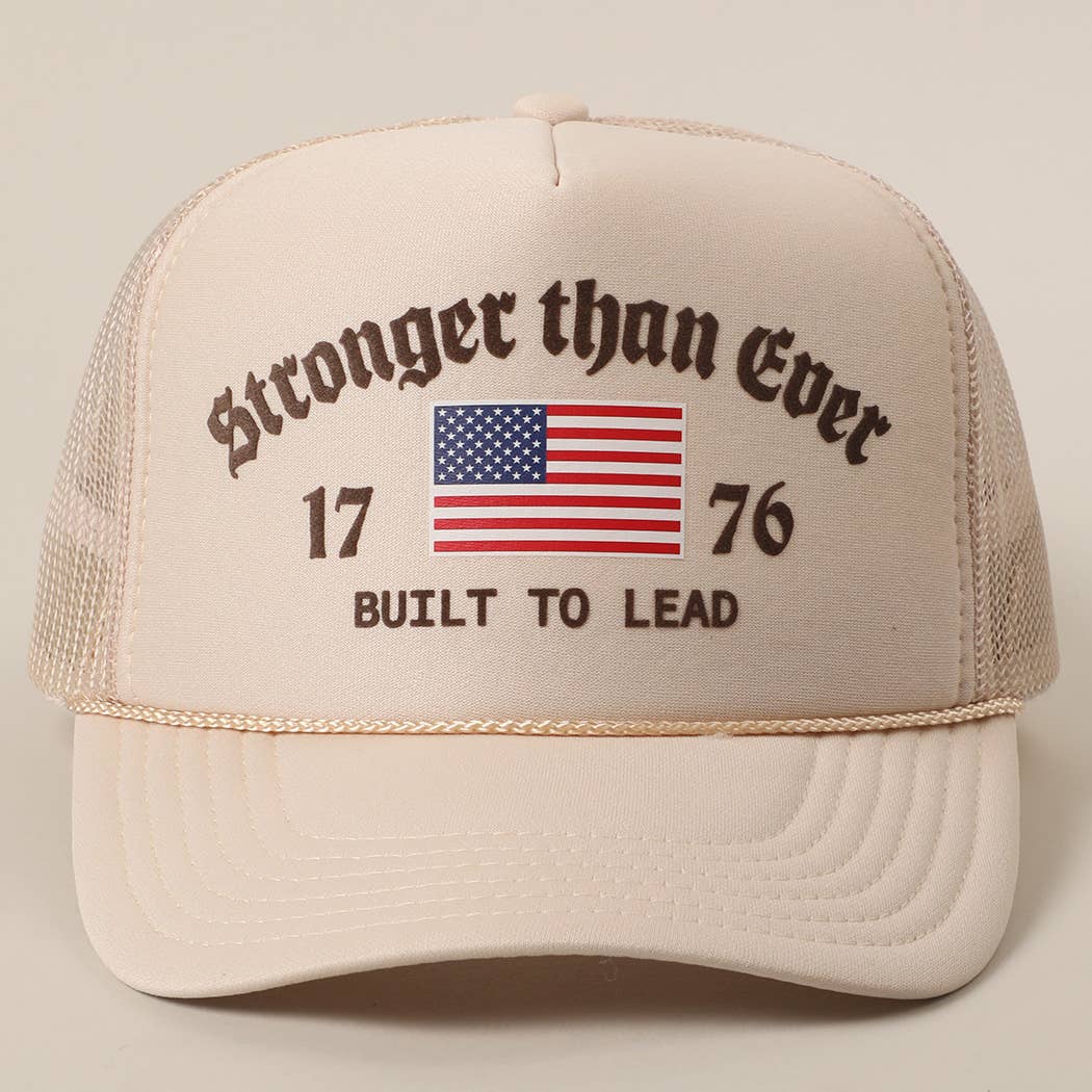Stronger than Ever US Flag Print Mesh Trucker Hat