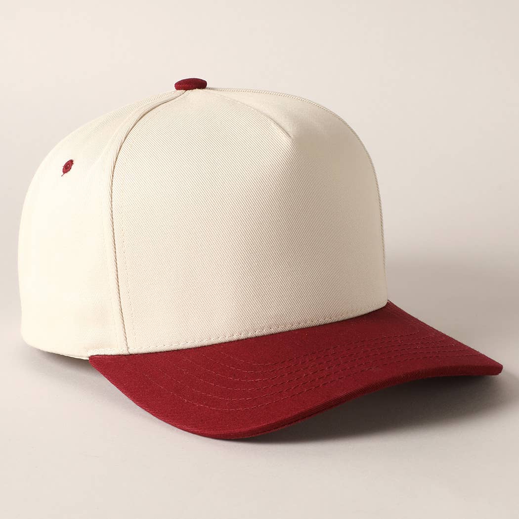 Plain Two Tone Canvas Cotton Baseball Cap