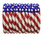 American flag printed roll-on beaded bracelets.