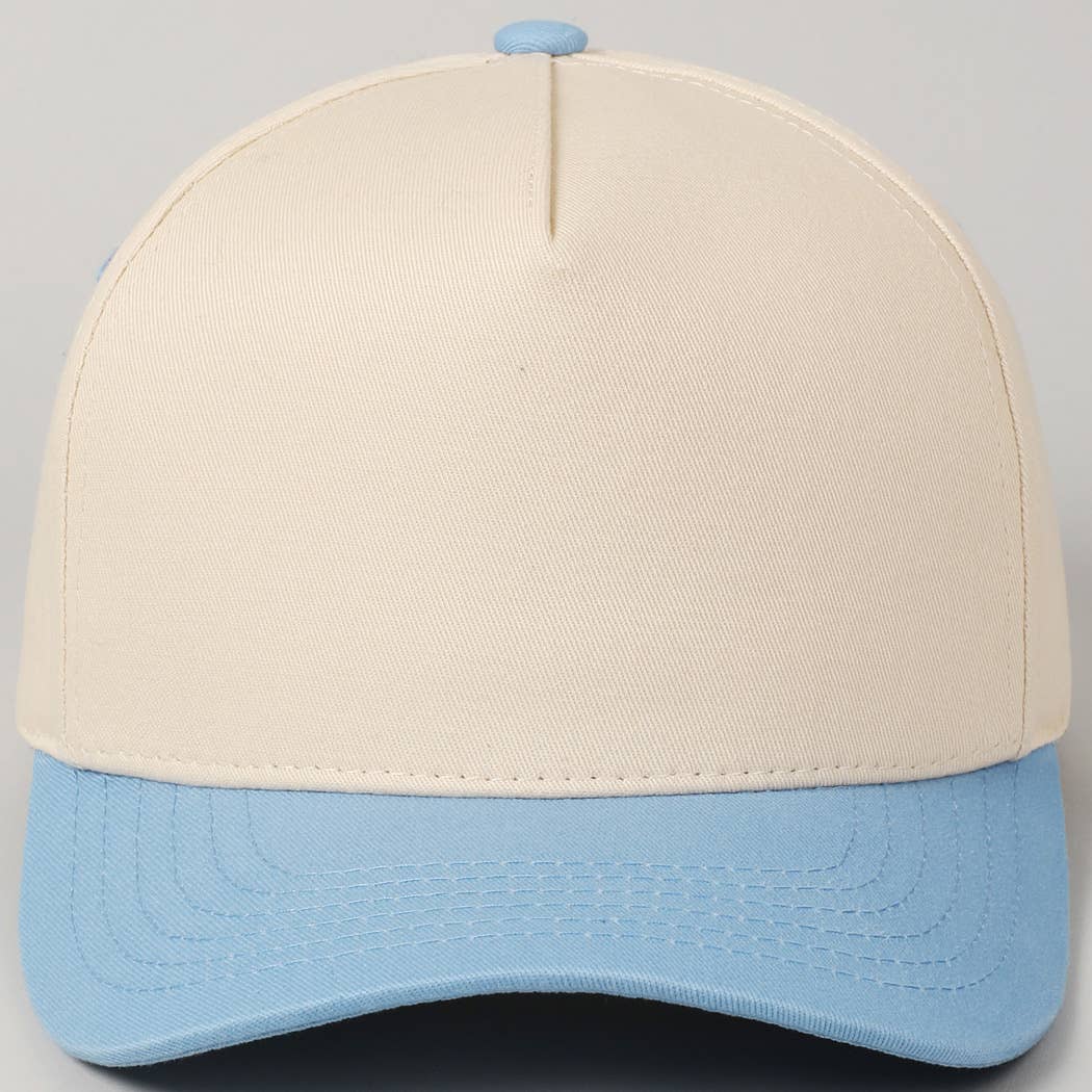 Plain Two Tone Canvas Cotton Baseball Cap