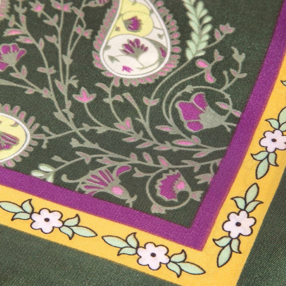 Paisley Floral Print Satin Square Scarf