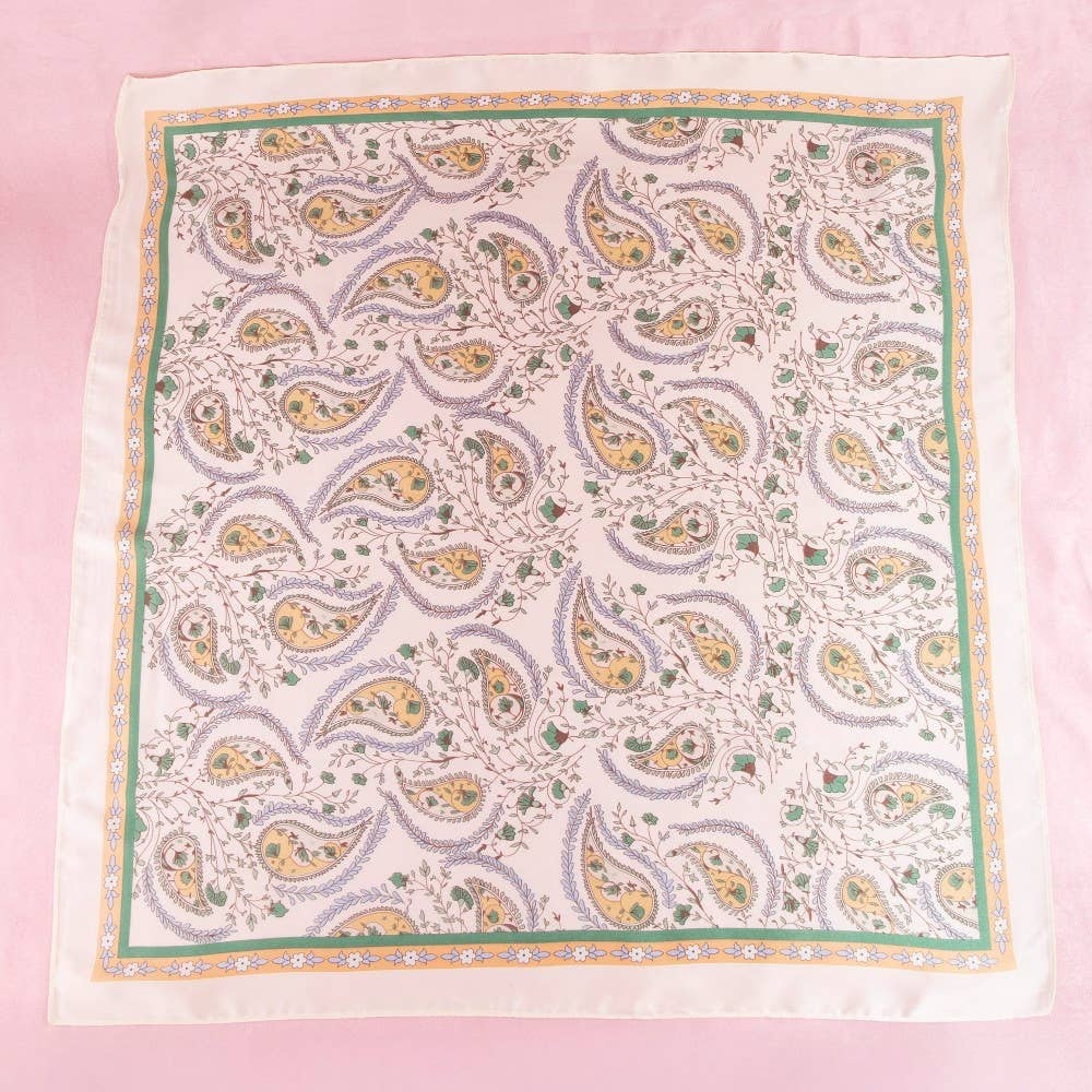 Paisley Floral Print Satin Square Scarf
