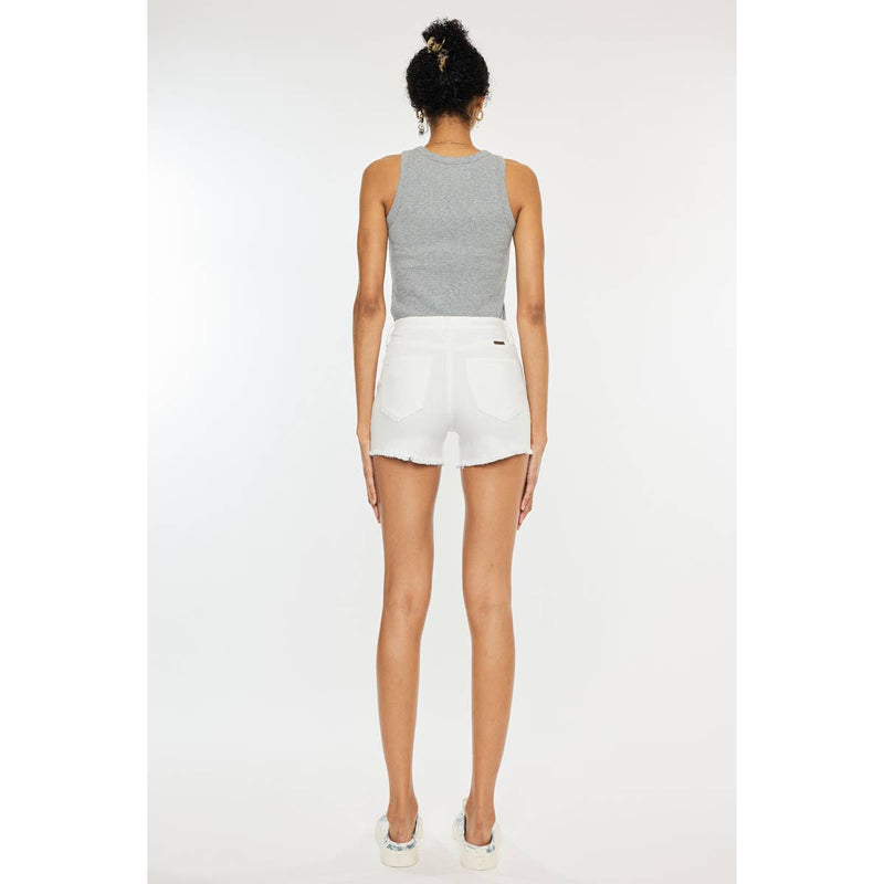 Kancan-Highrise White Denim Shorts