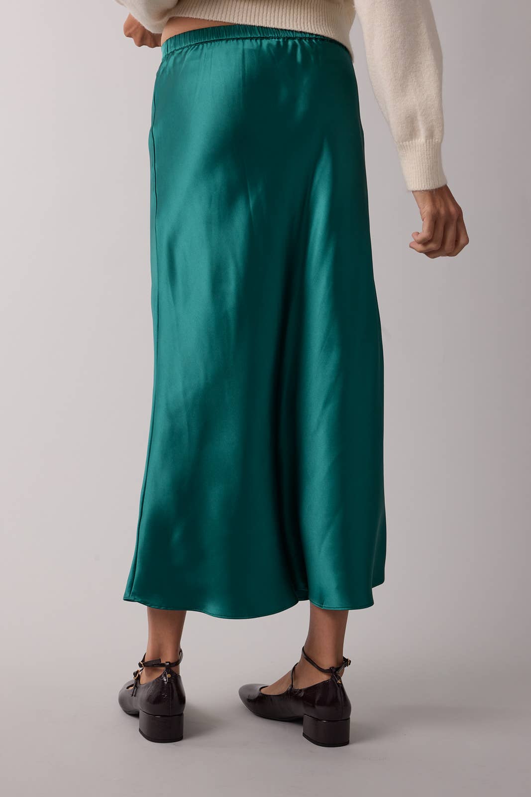 BASIC SATIN MIDI SKIRT / WL25-10095