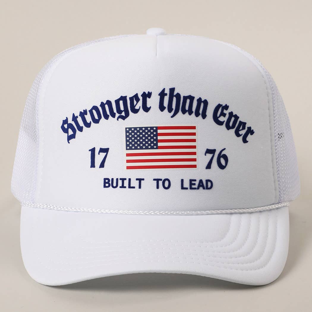 Stronger than Ever US Flag Print Mesh Trucker Hat