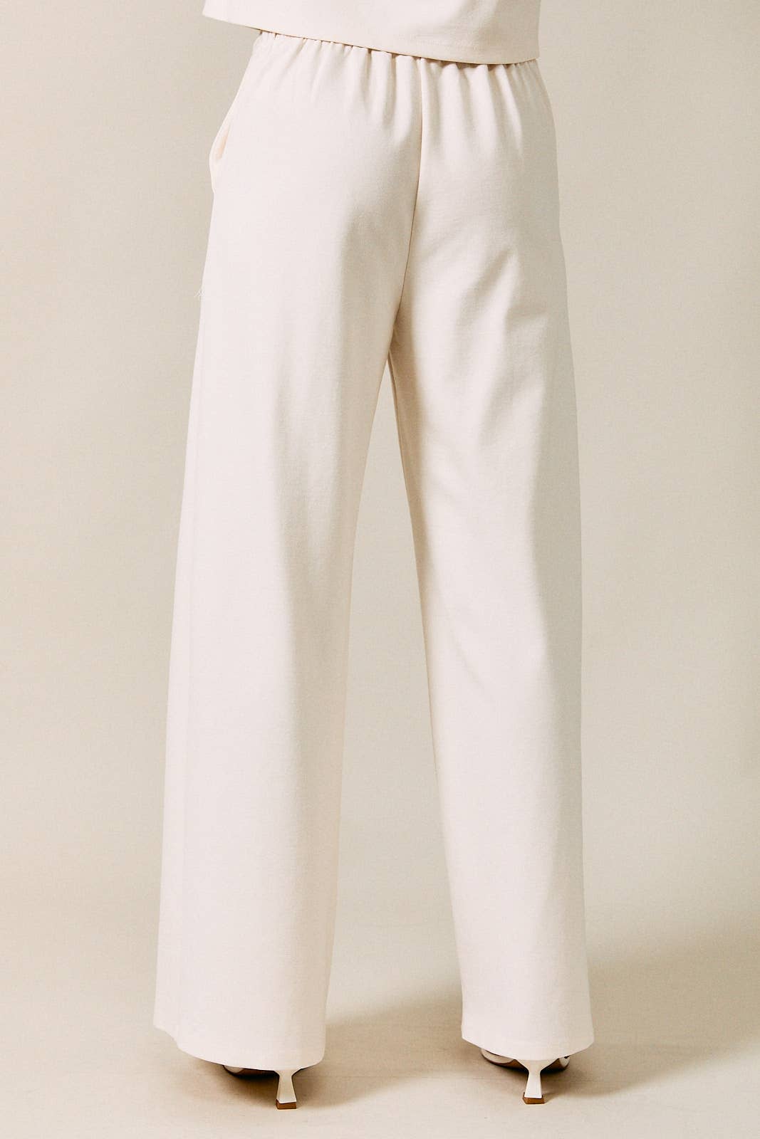 HIGH WAIST ELASTIC WAISTBAND WIDE LEG PANTS