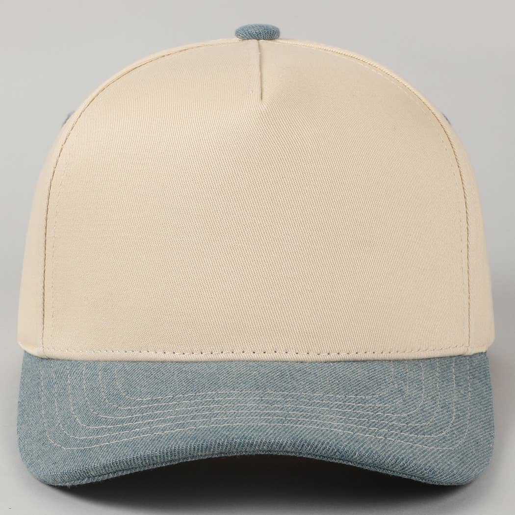 Plain Two Tone Canvas Cotton Baseball Cap