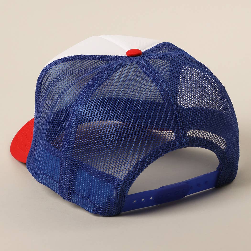 Stronger than Ever US Flag Print Mesh Trucker Hat