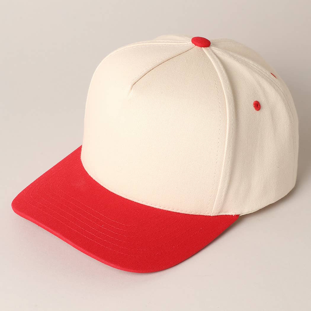 Plain Two Tone Canvas Cotton Baseball Cap