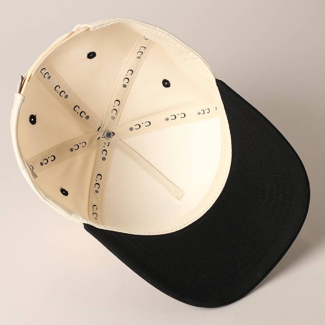 Plain Two Tone Canvas Cotton Baseball Cap