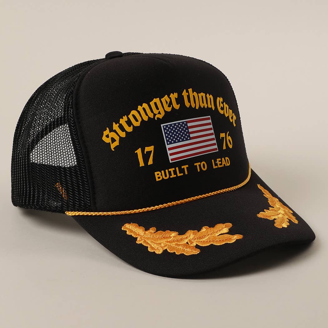 Stronger than Ever US Flag Print Mesh Trucker Hat