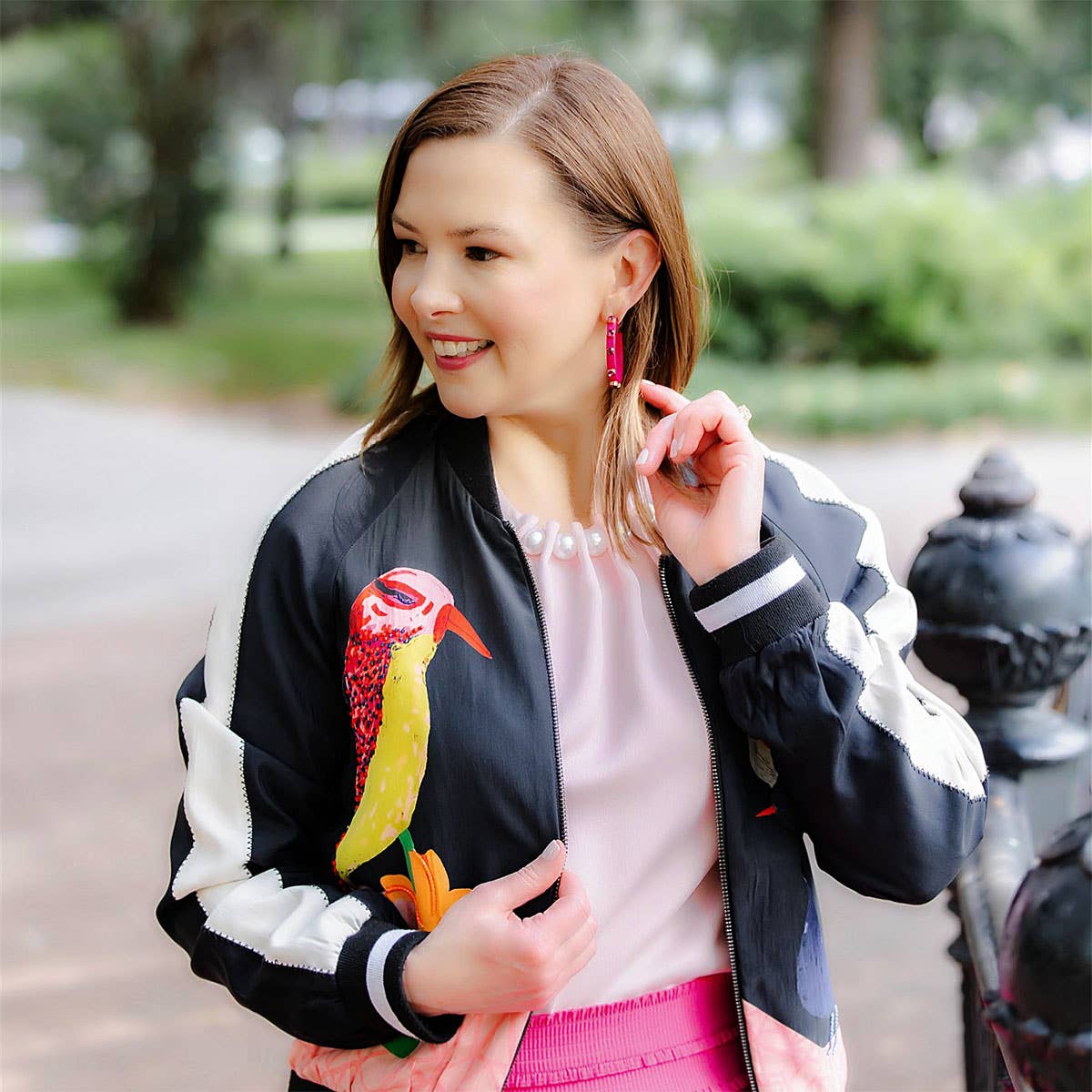 Renee Resin and Rhinestone Hoop Earrings
