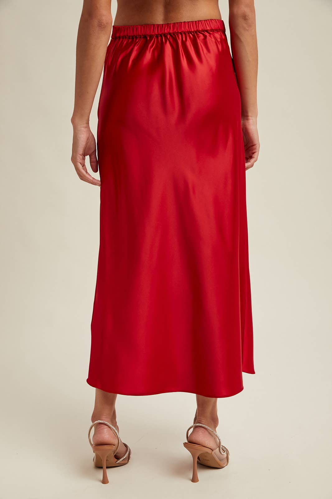 BASIC SATIN MIDI SKIRT / WL25-10095