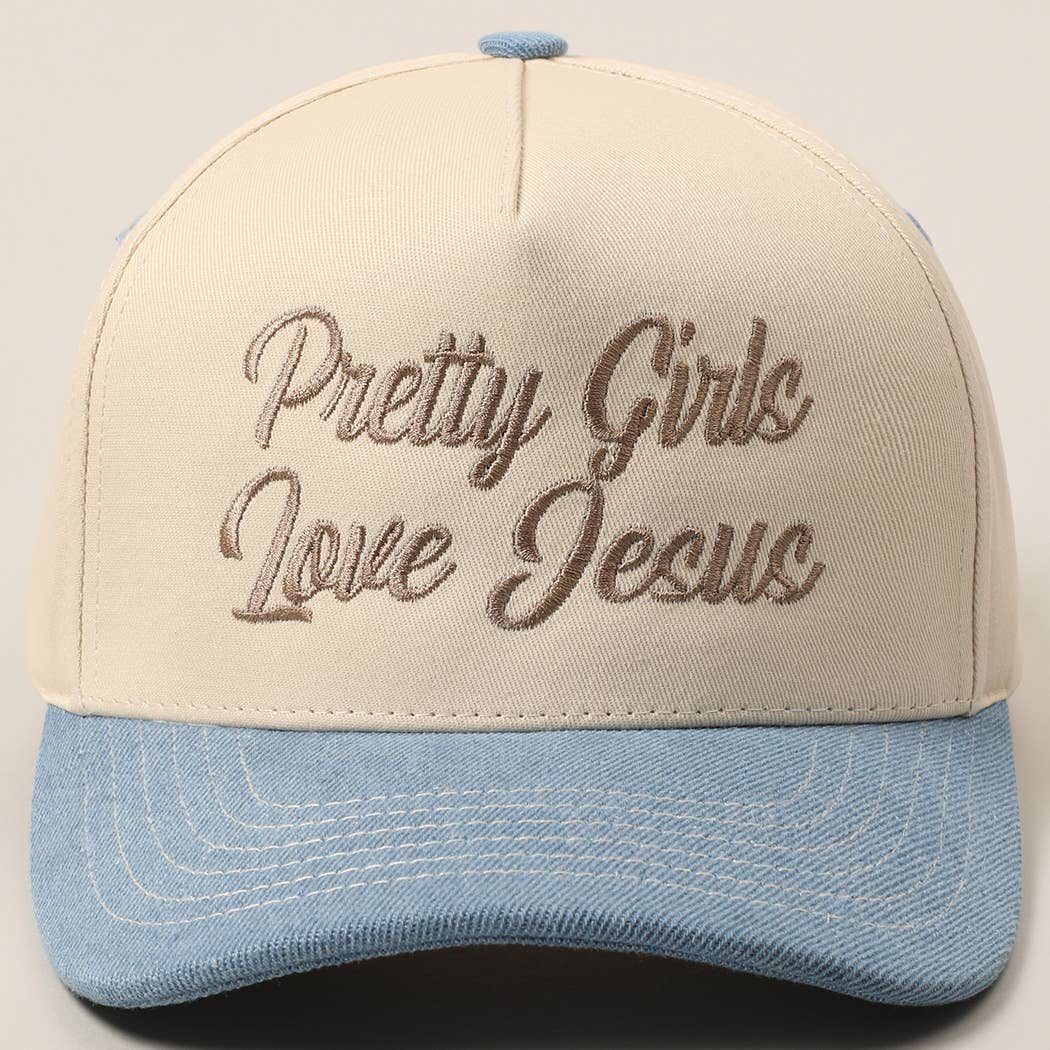 Pretty Girls Love Jesus Embroidery Trucker Hat