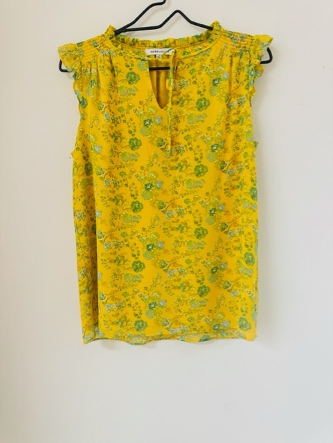 Top- Yellow Flowers- Rose + Olive