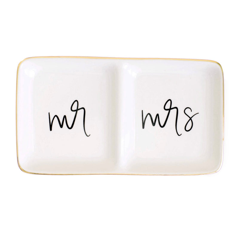 Mr. and Mrs. Jewelry Dish - Black and White -